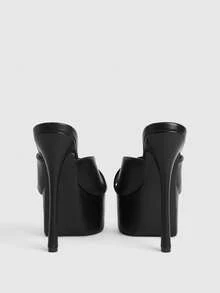 CUCCOO LuxiPop 女士细高跟防水厚底凉鞋，交叉绑带设计，黑色性感夜店鞋，适合度假、旅行，2000年代风格 - 黑麻麻 - 查看 4