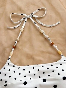 Soleia 两件套波西米亚风针织波点拼布木珠套装，适合度假、浪漫花卉派对、约会、情人节、复活节、狂欢节、下午茶、海滩、游轮、城市街头假日等场合。 - 彩色 - 查看 3