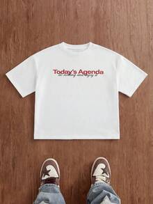 Manfinity Unisex Áo thun nam tay ngắn cổ tròn màu trắng in chữ - trắng - Xem 3