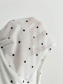 女士夏季黑色极简波点性感露背V领网纱系带吊带衫 - 白色 - 查看 5