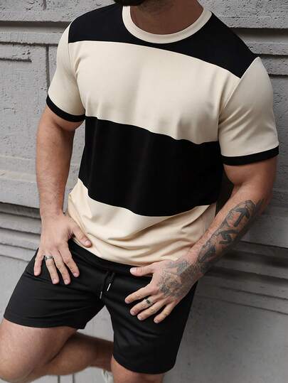 Manfinity CasualCool Men's Short Sleeve T-Shirt Set, Suitable For Casual Wear, Outdoor Gatherings