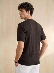 Manfinity CityGents Men's Pullover Knit Top Short Sleeve, Summer - Coffee Brown - View 2