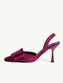 CUCCOO CHICEST Zapatos de tacón alto con moño a la moda, tacón de graduación, tacones de fiesta de graduación para verano, tacones elegantes para primavera, zapatos de primavera, vacaciones de primavera, Pascua y Navidad - Burdeos - Ver 5