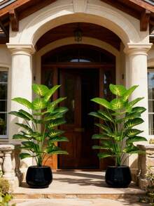 2/1 Piece 12/18/24 Leaves Artificial Tropical Hibiscus Tree, Realistic Touch, Fake Greenery, Suitable For Home, Garden, Office, Balcony Decor, Thanksgiving Decor, Home Decor, Hotel Decor, Window Display, Artificial Plants, Valentine's Day Gift - Green - View 2
