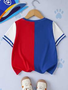 SHEIN | PAW Patrol 男童撞色拼接卡通印花T恤 - 彩色 - 查看 2