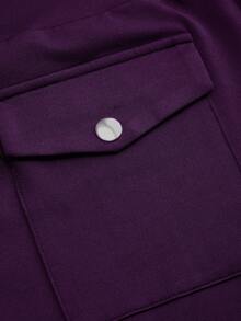 SHEIN LUNE Plus Size High Waist Fold-Over Cargo Running Shorts With Pockets, Tummy Control & Butt Lifting - Purple - View 5
