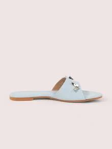 CUCCOO DOLLMOD Sandal nữ màu xanh dương thoải mái, Sandal hình bướm kim loại Sweet Wind. - Màu xanh lam - Xem 3