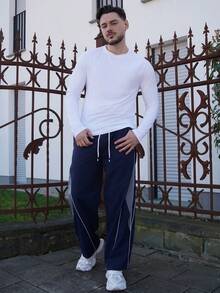 LEOGASHI LEOGASHI Men's Casual Versatile Solid Color Long Sleeve T-Shirt, For Fall - White - View 6