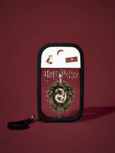 FanGlow HARRY POTTER X SHEIN 1 pezzo Copertura protettiva in silicone a forma di gancio con stemma universitario nero per bottiglia spray in polipropilene trasparente da 50 ml, bottiglia spray per fiori, copertura protettiva in silicone rosa a forma di gancio, adatta per i viaggi e facile da trasportare