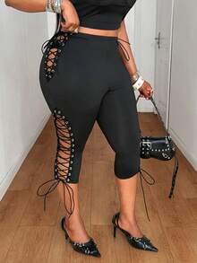 Maweii Quần legging lửng dệt kim có dây rút, kiểu dáng gợi cảm dành cho nữ, thích hợp cho kỳ nghỉ hè, đi dạo phố. - Nhiều màu - Xem 6