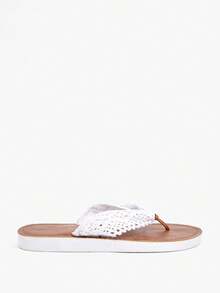 Grefit Chanclas de mujer de moda y versátiles, nuevas para el verano 2026, con suela plana antideslizante y suela blanda para la playa - Blanco - Ver 5