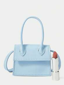 SHECARRY Mini Top Handle Satchel Bag - Light blue - View 5