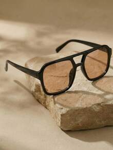 Arave Gafas de sol de moda con marco geométrico, gafas de sol casuales para la playa, accesorios para la playa para mujeres, gafas de sol, sombras básicas que combinan con suéter, jeans, pantalones de chándal, sudadera con capucha, chaqueta, vestido y camisa de manga larga. Sombra elegante para salidas familiares, viajes, vacaciones, verano, playa, vacaciones, exteriores. - Albaricoque - Ver 3