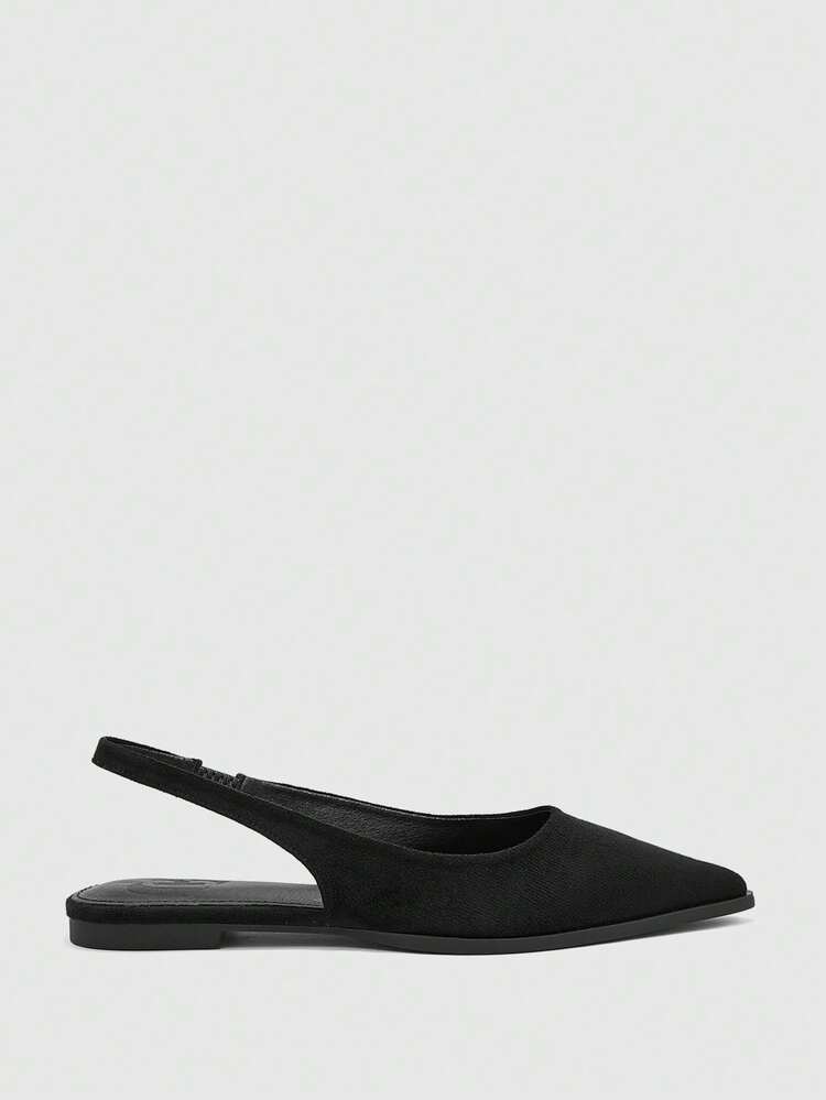 CUCCOO BIZCHIC Women Shoes Pointed Flat Bottom Black Rear Strap Slingback Women's Flat Sole Shoes Daily Simple And Versatile Commute Comfortable Work Shopping Women's Shoes