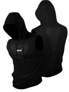 GymBeat 男士休闲运动连帽背心 - 黑色 - 查看 2