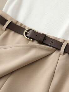 Franclia Bộ đồ nữ thanh lịch và giản dị gồm áo trắng cổ cao tay ngắn, quần short kaki 2 trong 1, kèm thắt lưng, thích hợp cho mùa hè, đi nghỉ mát, đi học, mặc hàng ngày, bộ đồ nữ thanh lịch, bộ đồ nữ thường ngày, trang phục hẹn hò/nghỉ mát, áo trắng và chân váy trắng, bộ 2 món, bộ đồ nữ màu kem sang trọng, bộ 2 món màu trắng thanh lịch cho nữ, bộ áo trắng và chân váy, bộ áo dệt kim gân và chân váy, bộ 2 món màu trắng kem, bộ 2 món màu trắng sang trọng cho nữ. - trắng - Xem 6