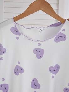 Genkimix Kids 2件装女童针织蝴蝶印花睡衣，夏季 - 紫色 - 查看 4