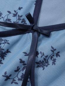 DAZY Đầm nữ dài ngang gối cổ chữ V phối màu hoa nhí, thích hợp cho lễ Phục Sinh. - Màu xanh lam - Xem 8