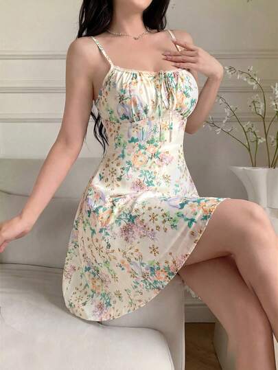 Celisse 印花刺绣蕾丝拼接胸衣式度假连衣裙（女士款）