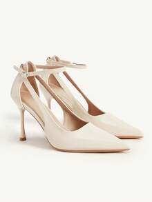 CUCCOO CHICEST Giày cao gót nữ mũi nhọn, kiểu dáng gợi cảm, thời trang, hở gót, thích hợp phối cùng váy, dự tiệc, hộp đêm, giày cao gót nữ. - Màu be - Xem 1