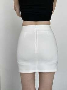 DAZY Chân váy bút chì ôm sát màu trơn dành cho nữ, thích hợp cho mùa hè. - trắng - Xem 2