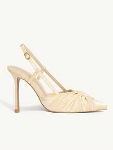 CUCCOO CHICEST Women's Twist Pointed Toe Elegant High Heel Shoes, Fashionable And Versatile For Daily Wear For Christmas - Champagne satin - View 4