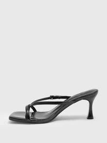 CUCCOO BIZCHIC Women Shoes Square Head Kitten Heel Black Flip-Flops Women's Sandals Stylish And Comfortable Daily Versatile Commuter Women's Sandals Slippers - Black - View 3