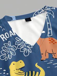 PopScrub 卡通恐龙印花休闲简约工作服上衣 - 彩色 - 查看 4