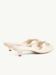 CUCCOO CHICEST Women Shoes Beige Woven Bow Design Elements Fashionable And Comfortable Spring And Summer Vacation Kitten And Slippers Summer Shoes - Beige weaving - View 3