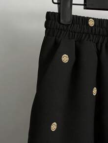 GlowEve 新款时尚夏季度假休闲法式波点短裤，带口袋、松紧腰带和蝴蝶结，女士款 - 黑色 - 查看 3