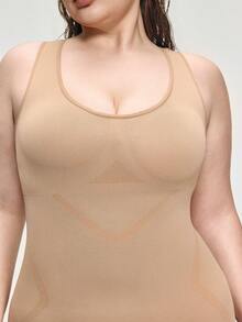 SHAPORA 女士无缝塑身连体衣，纤体塑形，收腹提臀，紧身包臀连体衣，可作外衣穿着 - 杏色 - 查看 7