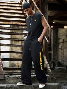 Major Grit Men's Casual Sleeveless Top And Pants Set, Summer 2 Pieces Outfit Sweatpant Clothing Tracksuit Baggy Tracksuits For Men - Black - View 3