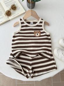 LMoss Kids 男婴条纹无袖休闲可爱背心套装 - 彩色 - 查看 5
