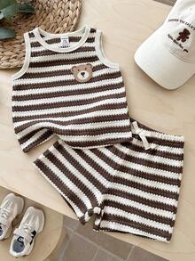 LMoss Kids 男婴条纹无袖休闲可爱背心套装 - 彩色 - 查看 7