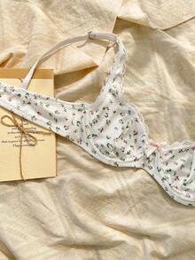 CottageSlumber Women's Ditsy Floral Butterfly Decor Underwire Bra Floral Bra Cute Bra  Cozy And Elegant Details - Multicolor - View 6