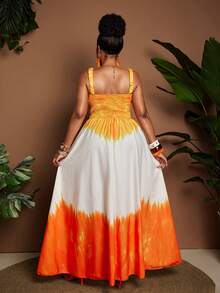 Maweii Abito da donna taglie forti con cerniera in vita e gradiente di colori, elegante, adatto per vacanze al mare, feste in spiaggia, fotografia di viaggio, stile resort fresco - Multicolore - Visualizzare 2