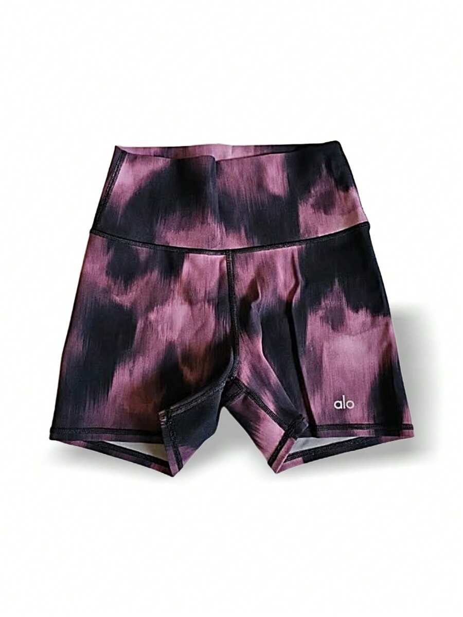 Alo Yoga Shorts VAPOR HIGH WAIST AURORA Sweat Absorption Breathable Lightweight Good Elasticity Easy To Wash Running Outdoor Women Black Pink W6254R - RASPBERRY SORBET - Black/Pink - View 1