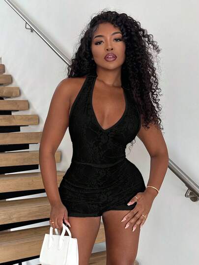 Alexandranx بدلة ضيقة نسائية ملابس كاملة برباط عنق بدون ظهر لعطلة شاطئية