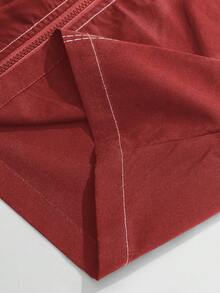 PAVTROS 男士时尚两件套：方领拉链长袖衬衫，松紧腰开衩裤，简约奢华套装，轻盈运动风，时尚活力，休闲个性，适合日常穿着、派对、旅行、节日礼物等场合。男士宽松版型，最佳选择，适合送给男友、夏季、度假、Y2K、复古、朋友等。 - 酒紅色 - 查看 5