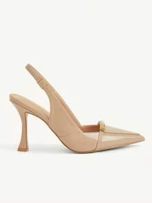 CUCCOO CHICEST 女士时尚杏色基本款优雅金属装饰高跟鞋 - 卡其色 - 查看 3