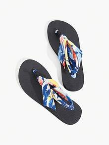 Grefit 2026 Rhinestone Thick-Sole Flip Flops | Summer Outdoor Comfortable Soft Bottom Non-Slip | Thick Sole Heighten Leg Flattering Beach Holiday Photo Prop, Multiple Colors (Asymmetrical Print Pattern) Beach Outfit Flip Flops - silk scarf - View 5