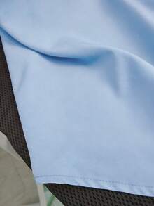 SHEIN LUNE Áo polo cổ bẻ không tay cài cúc phía trước cỡ lớn - Màu xanh lam - Xem 5