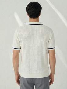 RONVEXI Men's Casual Patchwork Knit Pullover, Versatile For Daily Wear - Apricot - View 2