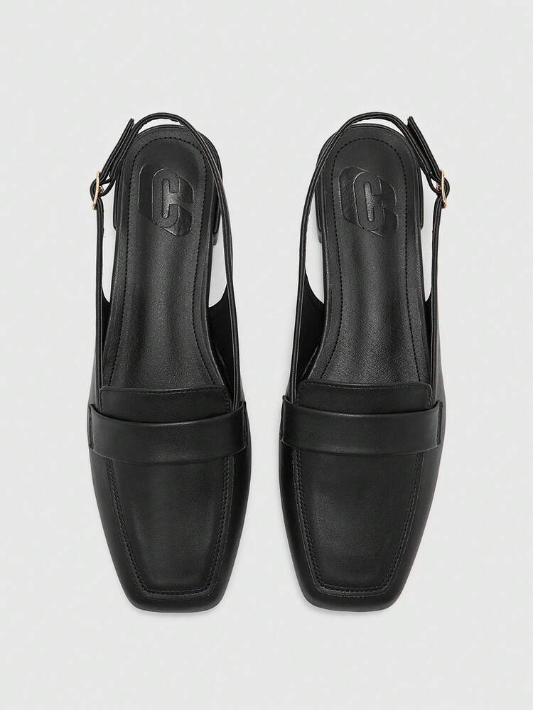 CUCCOO BIZCHIC Ladies Black Square Toe Commuter Simple Wear Stylish Flat Shoes