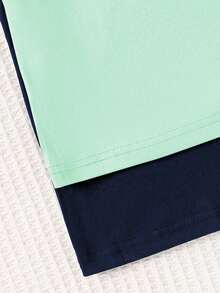 Tween-Mädchen Pyjama-Set mit Flamingo-Muster, 2-teilig, Marineblau - Verschiedenfarbig - Übersicht 10