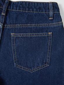 GlowEve Women's Floral Embroidered Pocket Wide Leg Loose Casual Denim Jeans - Blue - View 8