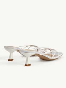 CUCCOO CHICEST White Satin Padded Feet, High Heels, Square Head, Thin Straps, And Sandals. - White - View 4