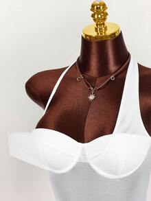 Amplova 2026新款不对称吊带纯色露背性感短款女式上衣 - 白色 - 查看 12