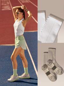 GLOWMODE 3 双装，助你步履轻盈，吸汗速干，足弓支撑，反光无缝踝袜，跑步、慢跑、训练、网球、日常运动服 - 彩色 - 查看 7