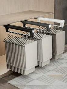 Space-Saving Retractable Pants Hanger - Metal Material, Multifunctional Wardrobe Organizer - Suitable For Suits, Jackets, Tops, Etc., Clothes Dryer - Multicolor - View 1